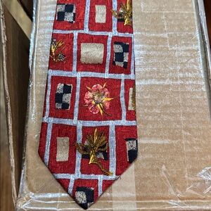 Ermenegildo Zegna Red and Gold Geometric Tie